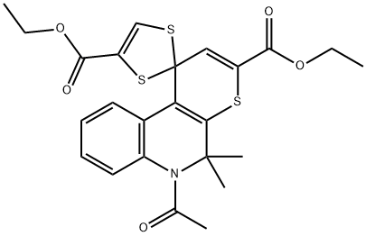 diethyl 6'-acetyl-5',5'-dimethyl-5',6'-dihydrospiro[1,3-dithiole-2,1'-(1'H)-thiopyrano[2,3-c]quinoline]-3',4-dicarboxylate Struktur