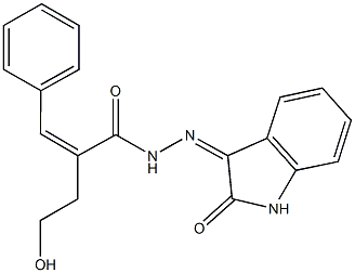 2-(2-hydroxyethyl)-N'-(2-oxo-1,2-dihydro-3H-indol-3-ylidene)-3-phenylacrylohydrazide Struktur