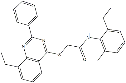 N-(2-ethyl-6-methylphenyl)-2-[(8-ethyl-2-phenyl-4-quinazolinyl)sulfanyl]acetamide Struktur