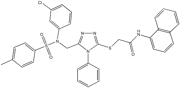 2-{[5-({3-chloro[(4-methylphenyl)sulfonyl]anilino}methyl)-4-phenyl-4H-1,2,4-triazol-3-yl]sulfanyl}-N-(1-naphthyl)acetamide Struktur