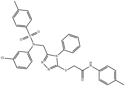 2-{[5-({3-chloro[(4-methylphenyl)sulfonyl]anilino}methyl)-4-phenyl-4H-1,2,4-triazol-3-yl]sulfanyl}-N-(4-methylphenyl)acetamide Struktur