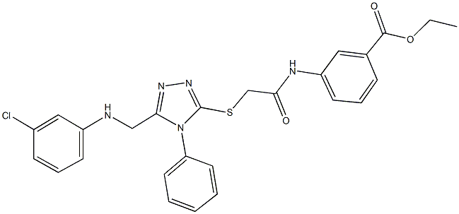 ethyl 3-{[({5-[(3-chloroanilino)methyl]-4-phenyl-4H-1,2,4-triazol-3-yl}sulfanyl)acetyl]amino}benzoate Struktur