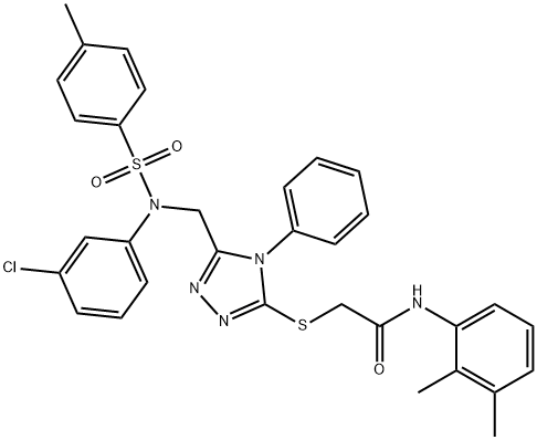 2-{[5-({3-chloro[(4-methylphenyl)sulfonyl]anilino}methyl)-4-phenyl-4H-1,2,4-triazol-3-yl]sulfanyl}-N-(2,3-dimethylphenyl)acetamide Struktur