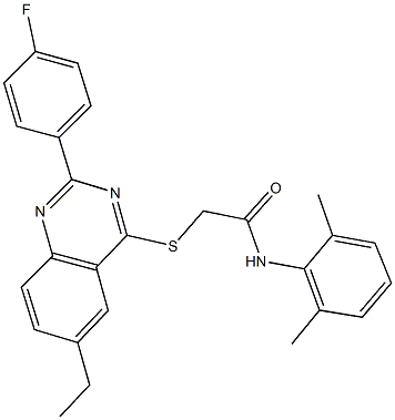 N-(2,6-dimethylphenyl)-2-{[6-ethyl-2-(4-fluorophenyl)-4-quinazolinyl]sulfanyl}acetamide Struktur