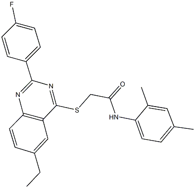 N-(2,4-dimethylphenyl)-2-{[6-ethyl-2-(4-fluorophenyl)-4-quinazolinyl]sulfanyl}acetamide Struktur