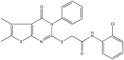 N-(2-chlorophenyl)-2-[(5,6-dimethyl-4-oxo-3-phenyl-3,4-dihydrothieno[2,3-d]pyrimidin-2-yl)sulfanyl]acetamide Struktur