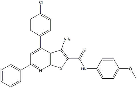 3-amino-4-(4-chlorophenyl)-N-(4-methoxyphenyl)-6-phenylthieno[2,3-b]pyridine-2-carboxamide Struktur