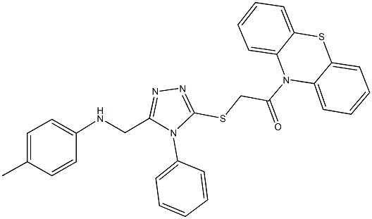 N-(4-methylphenyl)-N-[(5-{[2-oxo-2-(10H-phenothiazin-10-yl)ethyl]sulfanyl}-4-phenyl-4H-1,2,4-triazol-3-yl)methyl]amine Struktur