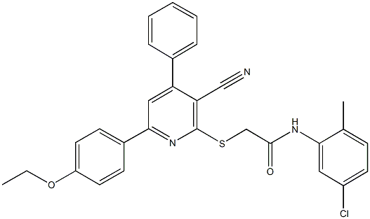 N-(5-chloro-2-methylphenyl)-2-{[3-cyano-6-(4-ethoxyphenyl)-4-phenyl-2-pyridinyl]sulfanyl}acetamide Struktur