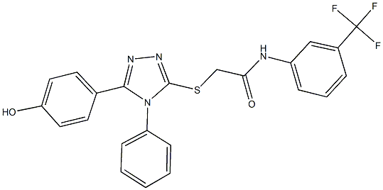 2-{[5-(4-hydroxyphenyl)-4-phenyl-4H-1,2,4-triazol-3-yl]sulfanyl}-N-[3-(trifluoromethyl)phenyl]acetamide Struktur