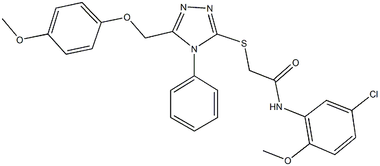 N-(5-chloro-2-methoxyphenyl)-2-({5-[(4-methoxyphenoxy)methyl]-4-phenyl-4H-1,2,4-triazol-3-yl}sulfanyl)acetamide Struktur