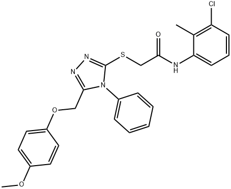 N-(3-chloro-2-methylphenyl)-2-({5-[(4-methoxyphenoxy)methyl]-4-phenyl-4H-1,2,4-triazol-3-yl}sulfanyl)acetamide Struktur