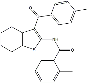 2-methyl-N-[3-(4-methylbenzoyl)-4,5,6,7-tetrahydro-1-benzothien-2-yl]benzamide Struktur