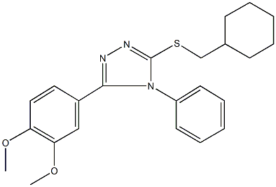 3-[(cyclohexylmethyl)sulfanyl]-5-(3,4-dimethoxyphenyl)-4-phenyl-4H-1,2,4-triazole Struktur