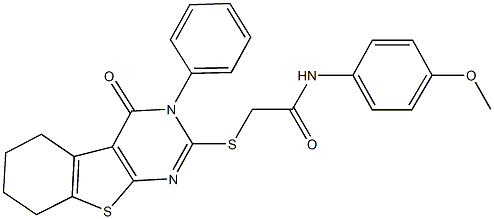 N-(4-methoxyphenyl)-2-[(4-oxo-3-phenyl-3,4,5,6,7,8-hexahydro[1]benzothieno[2,3-d]pyrimidin-2-yl)sulfanyl]acetamide Struktur