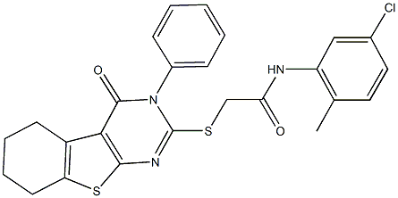 N-(5-chloro-2-methylphenyl)-2-[(4-oxo-3-phenyl-3,4,5,6,7,8-hexahydro[1]benzothieno[2,3-d]pyrimidin-2-yl)sulfanyl]acetamide Struktur