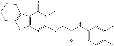 N-(3,4-dimethylphenyl)-2-[(3-methyl-4-oxo-3,4,5,6,7,8-hexahydro[1]benzothieno[2,3-d]pyrimidin-2-yl)sulfanyl]acetamide Struktur