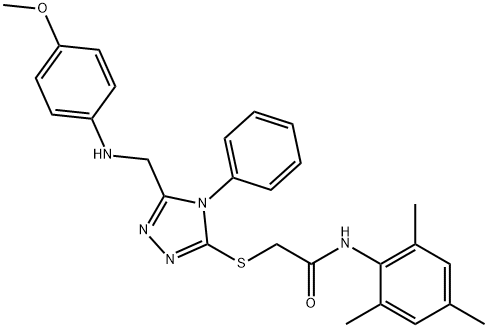 N-mesityl-2-({5-[(4-methoxyanilino)methyl]-4-phenyl-4H-1,2,4-triazol-3-yl}sulfanyl)acetamide Struktur