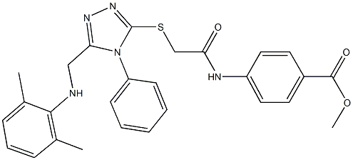 methyl 4-{[({5-[(2,6-dimethylanilino)methyl]-4-phenyl-4H-1,2,4-triazol-3-yl}sulfanyl)acetyl]amino}benzoate Struktur