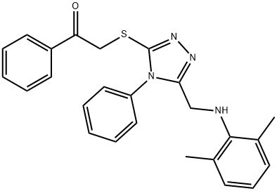 2-({5-[(2,6-dimethylanilino)methyl]-4-phenyl-4H-1,2,4-triazol-3-yl}sulfanyl)-1-phenylethanone Struktur