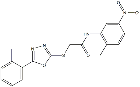 N-{5-nitro-2-methylphenyl}-2-{[5-(2-methylphenyl)-1,3,4-oxadiazol-2-yl]sulfanyl}acetamide Struktur