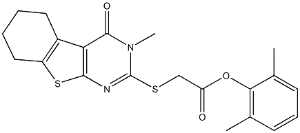 2,6-dimethylphenyl [(3-methyl-4-oxo-3,4,5,6,7,8-hexahydro[1]benzothieno[2,3-d]pyrimidin-2-yl)sulfanyl]acetate Struktur