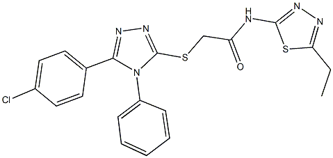 2-{[5-(4-chlorophenyl)-4-phenyl-4H-1,2,4-triazol-3-yl]sulfanyl}-N-(5-ethyl-1,3,4-thiadiazol-2-yl)acetamide Struktur