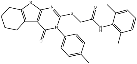 N-(2,6-dimethylphenyl)-2-{[3-(4-methylphenyl)-4-oxo-3,4,5,6,7,8-hexahydro[1]benzothieno[2,3-d]pyrimidin-2-yl]sulfanyl}acetamide Struktur