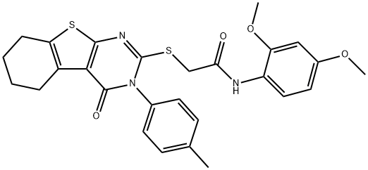 N-(2,4-dimethoxyphenyl)-2-{[3-(4-methylphenyl)-4-oxo-3,4,5,6,7,8-hexahydro[1]benzothieno[2,3-d]pyrimidin-2-yl]sulfanyl}acetamide Struktur