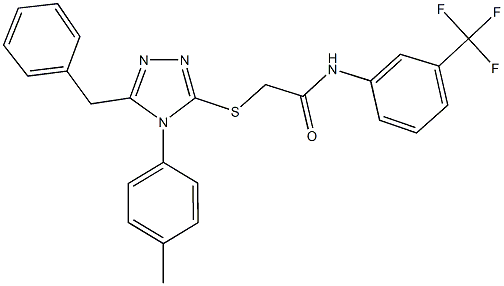 2-{[5-benzyl-4-(4-methylphenyl)-4H-1,2,4-triazol-3-yl]sulfanyl}-N-[3-(trifluoromethyl)phenyl]acetamide Struktur