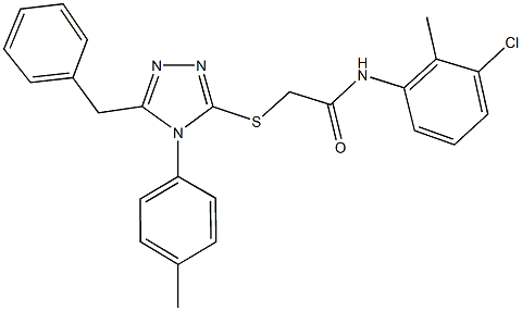 2-{[5-benzyl-4-(4-methylphenyl)-4H-1,2,4-triazol-3-yl]sulfanyl}-N-(3-chloro-2-methylphenyl)acetamide Struktur