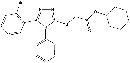 cyclohexyl {[5-(2-bromophenyl)-4-phenyl-4H-1,2,4-triazol-3-yl]sulfanyl}acetate Struktur