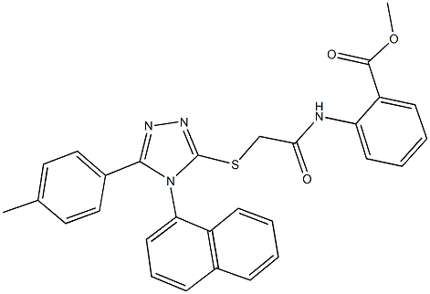 methyl 2-[({[5-(4-methylphenyl)-4-(1-naphthyl)-4H-1,2,4-triazol-3-yl]sulfanyl}acetyl)amino]benzoate Struktur