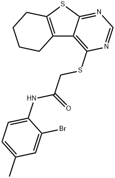 N-(2-bromo-4-methylphenyl)-2-(5,6,7,8-tetrahydro[1]benzothieno[2,3-d]pyrimidin-4-ylsulfanyl)acetamide Struktur