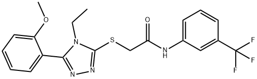 2-({4-ethyl-5-[2-(methyloxy)phenyl]-4H-1,2,4-triazol-3-yl}sulfanyl)-N-[3-(trifluoromethyl)phenyl]acetamide Struktur