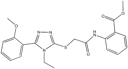 methyl 2-[({[4-ethyl-5-(2-methoxyphenyl)-4H-1,2,4-triazol-3-yl]sulfanyl}acetyl)amino]benzoate Struktur