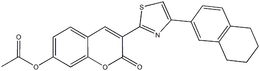 2-oxo-3-[4-(5,6,7,8-tetrahydro-2-naphthalenyl)-1,3-thiazol-2-yl]-2H-chromen-7-yl acetate Struktur