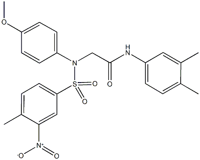 N-(3,4-dimethylphenyl)-2-[({3-nitro-4-methylphenyl}sulfonyl)-4-methoxyanilino]acetamide Struktur