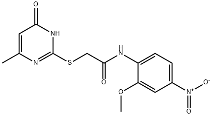 2-[(4-hydroxy-6-methylpyrimidin-2-yl)sulfanyl]-N-[4-nitro-2-(methyloxy)phenyl]acetamide Struktur