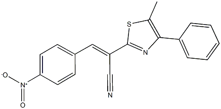 3-{4-nitrophenyl}-2-(5-methyl-4-phenyl-1,3-thiazol-2-yl)acrylonitrile Struktur