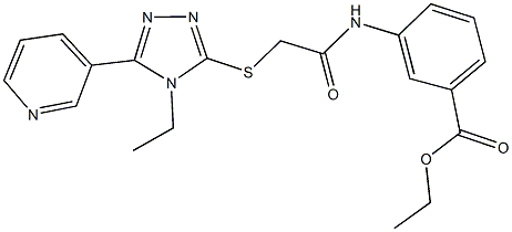 ethyl 3-[({[4-ethyl-5-(3-pyridinyl)-4H-1,2,4-triazol-3-yl]sulfanyl}acetyl)amino]benzoate Struktur