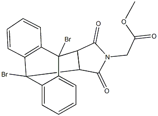 methyl (1,8-dibromo-16,18-dioxo-17-azapentacyclo[6.6.5.0~2,7~.0~9,14~.0~15,19~]nonadeca-2,4,6,9,11,13-hexaen-17-yl)acetate Struktur