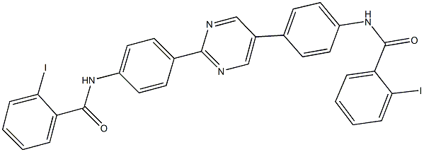 2-iodo-N-[4-(2-{4-[(2-iodobenzoyl)amino]phenyl}-5-pyrimidinyl)phenyl]benzamide Struktur