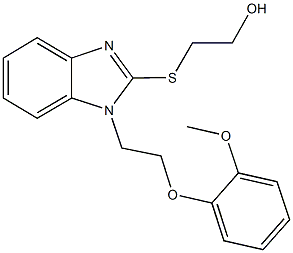 2-({1-[2-(2-methoxyphenoxy)ethyl]-1H-benzimidazol-2-yl}sulfanyl)ethanol Struktur