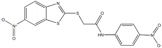 2-({6-nitro-1,3-benzothiazol-2-yl}sulfanyl)-N-{4-nitrophenyl}acetamide Struktur