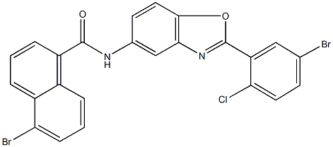 5-bromo-N-[2-(5-bromo-2-chlorophenyl)-1,3-benzoxazol-5-yl]-1-naphthamide Struktur