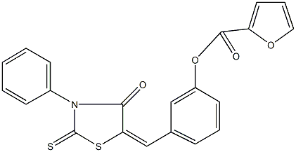 3-[(4-oxo-3-phenyl-2-thioxo-1,3-thiazolidin-5-ylidene)methyl]phenyl 2-furoate Struktur