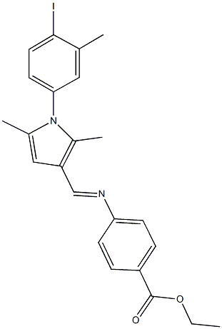 ethyl 4-({[1-(4-iodo-3-methylphenyl)-2,5-dimethyl-1H-pyrrol-3-yl]methylene}amino)benzoate Struktur