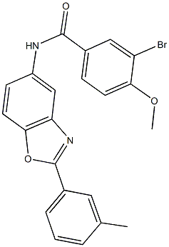 3-bromo-4-methoxy-N-[2-(3-methylphenyl)-1,3-benzoxazol-5-yl]benzamide Struktur