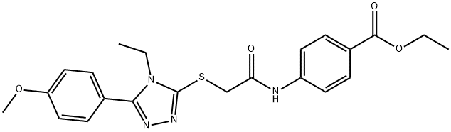 ethyl 4-[({[4-ethyl-5-(4-methoxyphenyl)-4H-1,2,4-triazol-3-yl]sulfanyl}acetyl)amino]benzoate Struktur